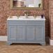 Thornton meuble vasque sur pied classique 120cm gris clair avec double vasque | poignées classiques en laiton brossé