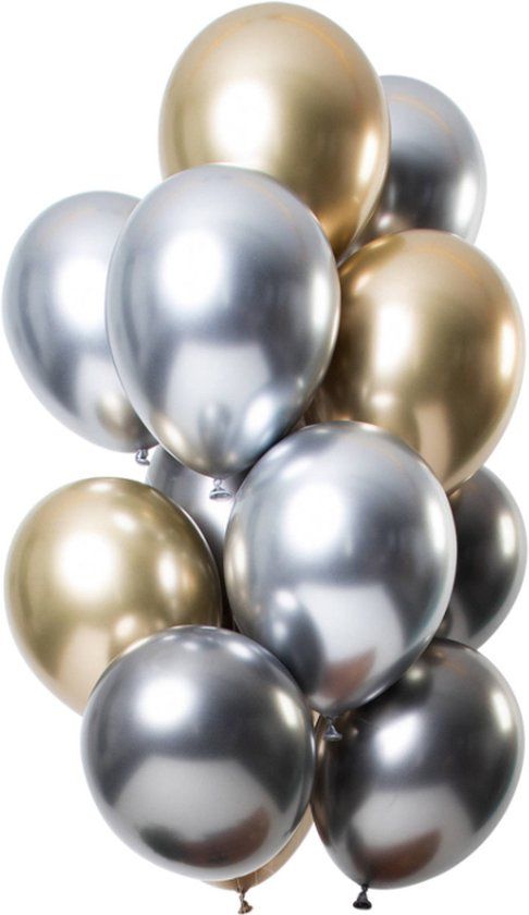 Folat - ballonnen Mirror Effect Onyx 33 cm - 12 stuks