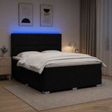 vidaXL LED Boxspringbed met Matras Zwart 140 x 200 cm Stof