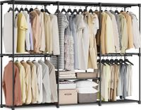 Rootz Porte-vêtements - Rangement de vêtements - Solution de rangement - Matériau non-tissé durable - 205 x 43 x 166 cm - Noir