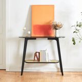 en.casa Console tafel Taivalkoski sidetable 80x35x100 cm zwart en rotan look