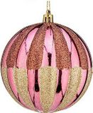 Krist+ Kerstballen Ø 10 cm 6 Stuks Roze Gouden Plastic