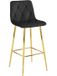 NADO Tabouret de bar - Velours noir / Pieds dorés - Set de 4