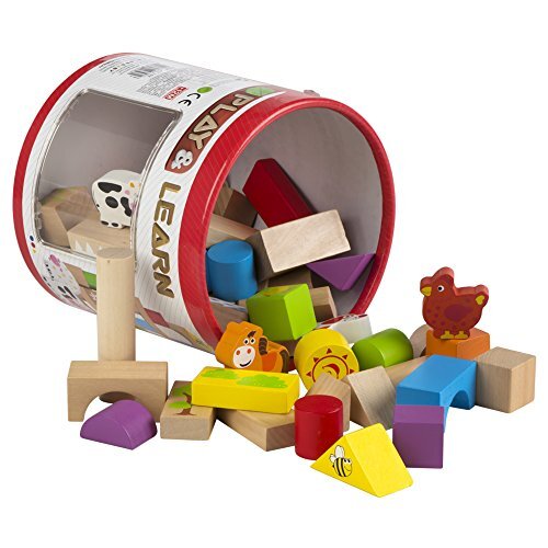 COLORBABY – kubus, blokken en figuren van hout Cubo 50 bloques y figuras de madera