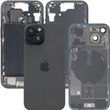 Apple Coque Batterie iPhone 15, Avec Châssis Central, Pièces Complètes, Noir, Échange Premium