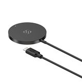 Scosche Magnetische draadloze telefoonoplader, 1,8 m kabel, MagSafe-compatibel, snel draadloos opladen, oplaadpad voor telefoon, oordopjes, draadloos oplaadhoesje, draadloze oplaadpuck, zwart