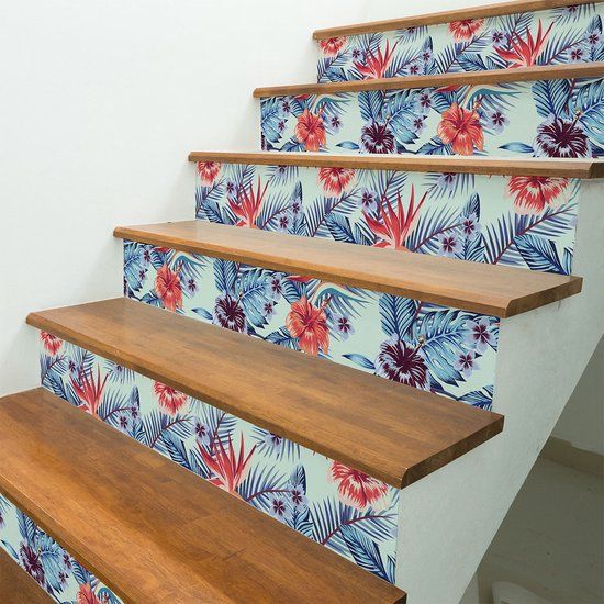Ambiance Sticker Zelfklevende stickers voor traptreden en stootborden - TROPICAL NATAL - 2 stroken van 17x119 cm