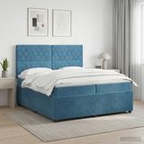 vidaXL Boxspringbed met matras Blauw 200 x 200 cm Fluweel