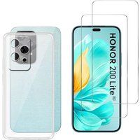 Phonillico® Case for Honor 200 Lite 5G and 2 Tempered Glass Screen Protectors