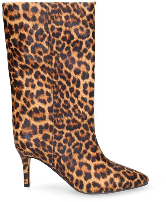 Sacha - Dames - Leopard enkellaarsjes met hak - Maat 38