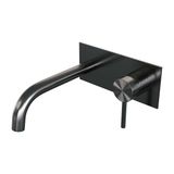 Brauer Gunmetal Edition Inbouw Wastafelmengkraan met Gebogen Uitloop en Afdekplaat Model A1 Gunmetal Geborsteld PVD