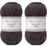Utopia Crafts Velvet Lux Chenillegaren, fluweelgaren, superzacht, naalddikte 8-10 mm, 2 x 100 g, dekens, kussens, knuffeldieren, Amigurumi (antraciet)