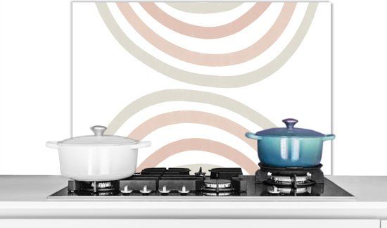 KitchenYeah Keuken Spatscherm - Pastel Regenboog Design - 90x60 cm - Aluminium