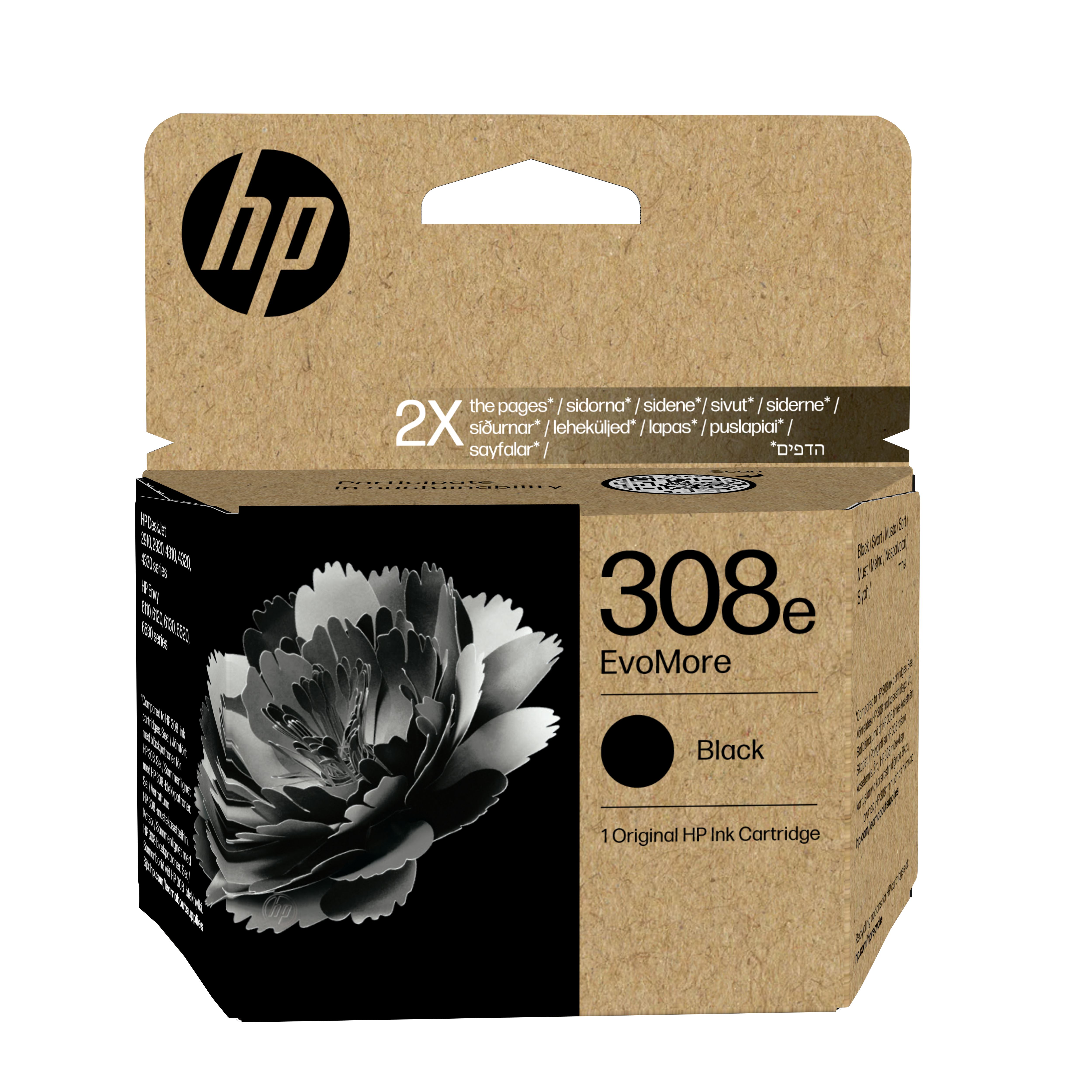 HP 308e EvoMore Zwarte Inktcartridge - Origineel
