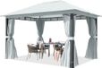 TOOLPORT Tuinpaviljoen 3x4 m, aluminium palen, dakdoek ca. 220 g/m², grijs | 4 zijpanelen en muggennetten - 100% waterdicht - brede vierkante palen van ca. 9x9cm - eenvoudige montage dankzij kliksysteem