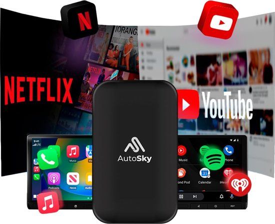 AutoSky AI Box Lite Plus 2.0 - Carplay Dongle - Draadloos Carplay & Android Auto - Bluetooth 5.0 - USB-C