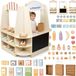 Mamabrum Montessori Houten Supermarkt XXL – 91-delige Speelwinkel met Schoolbord – Educatieve Rollenspel Winkel voor Kinderen 3–6 jaar