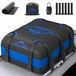 Coffre de toit voiture - Pliable - 566 litres - 1000d - Bleu - Pour voitures avec ou sans galerie de toit