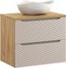 Comad Armoire de salle de bain 70 cm avec lavabo sur plan et plan de travail – Fraisage beige + chêne huilé