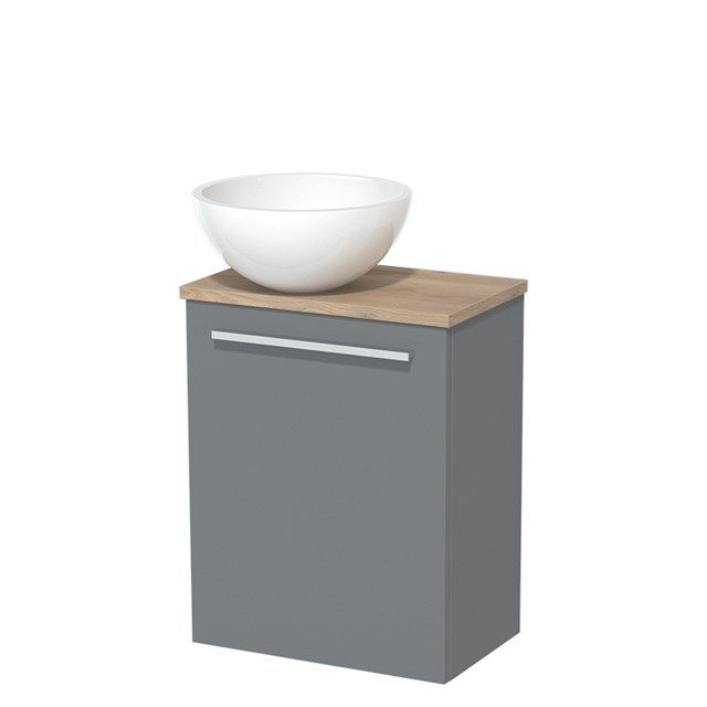 Maxaro Modulo Toiletmeubel 41cm - Middengrijs - Lichtbruin Eiken
