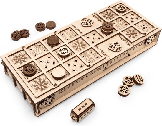 Eco-Wood-Art Wood Art 3D Houten Puzzel Game Set 2 in 1 - Bordspel Ur en Senet - 237 Onderdelen - Eco-Wood-Art
