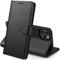 Phonillico® Case voor iPhone 15 PRO MAX - Zwart Portemonnee Flap Magnetische Flap Kaartopslag