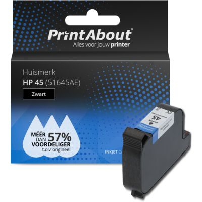 PrintAbout Huismerk HP 45 (51645AE) Inktcartridge Zwart