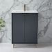 Hudson Reed Meuble vasque - 60 cm - Plan encastré - Sur pieds - Anthracite - Poignée design dorée