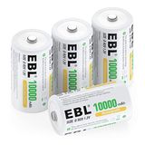 EBL D 10000 mAh 4 stuks hoge capaciteit Procyco batterijen met opbergdoosje