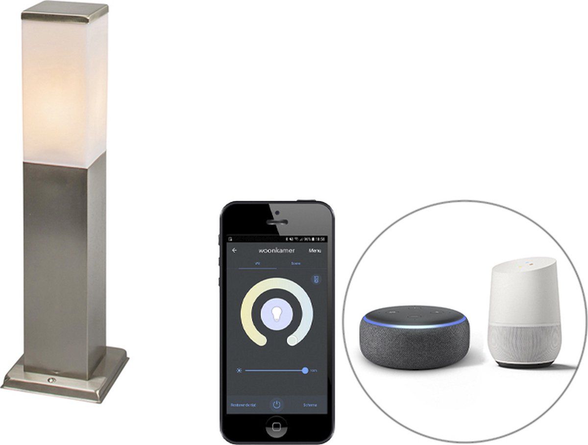 QAZQA Malios - Moderne LED Smart Staande Buitenlamp - H 45 cm - Staal - Grijs