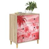 vidaXL Ladekast AACHEN Roze palmboom print 66 x 36,5 x 75 cm Sonoma