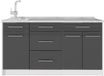 Vicco Keukenblok Fame-Line, Antraciet Hoogglans/Wit, 150 cm, WB Marmer