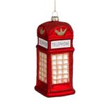 Mica Decorations kerstornament phone booth - glas - rood