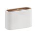 Gedy Melbourne Tandenborstelhouder voor badkamer, afmetingen en gewicht: 8,5 x 12,8 x 5,6 cm en 0,364 kg, tandpasta- en tandenborstelhouder van hars, afwerking wit en bamboe, design R & E, 2 jaar