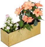 Merkloos Relaxdays plantenbak binnen - langwerpig - metaal - 13,5x40x12,5 cm - geel