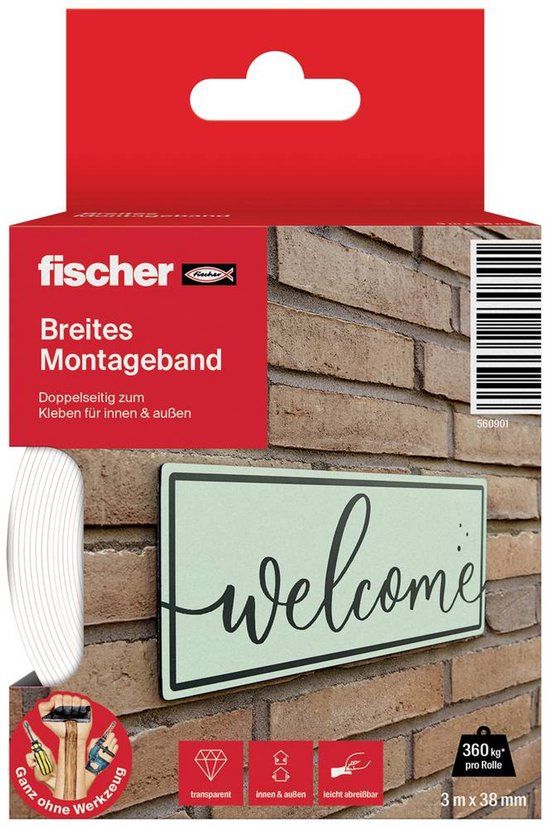 Fischer GOW 560901 Montagetape Wit (l x b) 3 m x 38 mm 1 stuk(s)