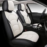 NS YOLO Volledige dekking autostoelhoezen universele pasvorm voor auto's, SUV's, pick-up trucks met waterdicht kunstleer in auto-auto-interieur accessoires (zwart en wit, volledige set)
