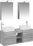 vidaXL Badkamermeubel Set 5 st Grijs Sonoma Bewerkt hout en glas