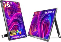 Veout Draagbaar scherm, 16 inch, 1920 x 1200 FHD, IPS gaming display voor laptop/pc/Mac/PS5/Xbox met USB-C en HDMI, ultradunne monitor met ondersteuning, 16:10, helderheid 300 CD/m²