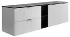 3xE living Meuble sous-vasque 180 cm, blanc, plan et étagère noir