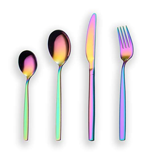 Berglander 24-delige titanium regenboogkleurige roestvrijstalen bestekset