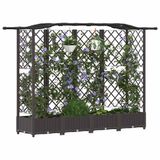 vidaXL Verhoogde plantenbak met klimrek en dak, bruin, 203,5 x 40 x 123 cm, PP