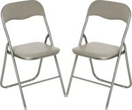 5Five Klapstoel met pvc zitting - 6x stuks - beige - metaal - inklapbaar