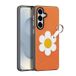 Dux Ducis Luvy Coque Samsung Galaxy S26+ avec anneau de doigt/dragonne - Orange / Marguerite