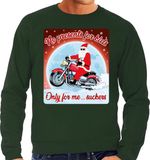 Bellatio Decorations Bol Foute Kersttrui / sweater - No presents for kids only for me suckers - motorliefhebber / motorrijder / motor fan groen voor heren - kerstkleding / kerst outfit M