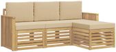 vidaXL Buiten bank set 4-delig Wit en Beige Polyester