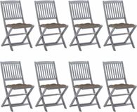 vidaXL Tuinstoelen 8 stuks inclusief kussens massief acaciahout