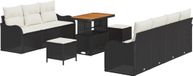 vidaXL Tuinbank Set 10-delig Zwart Polyrattan