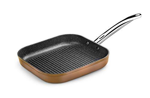 MONIX Koper-Grill met Strepen 28 x 28 cm, Gesmeed Aluminium