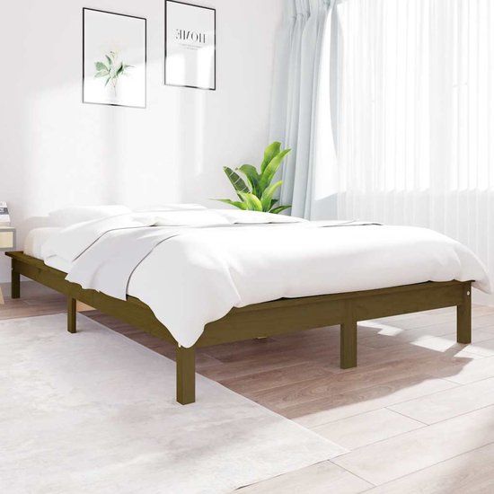 VidaXL Bedframe Massief Grenenhout Honingbruin 140x190 cm